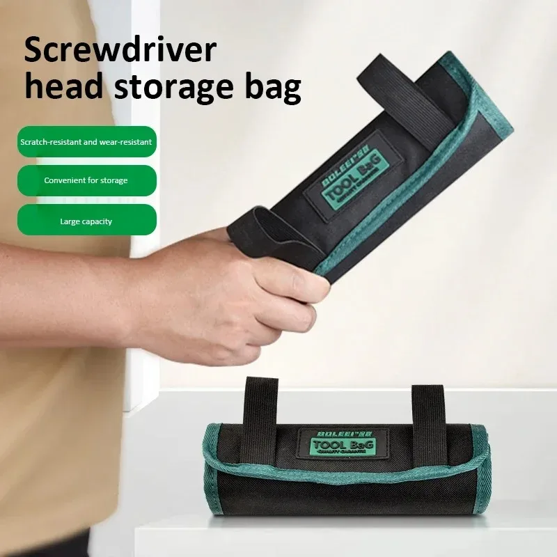 BAOLIAN Drill Bit Organizer Bag Portable Roll Up Tool Bag for Drill Bits Screwdriver Bit Canvas For Hand Tools Repair Work