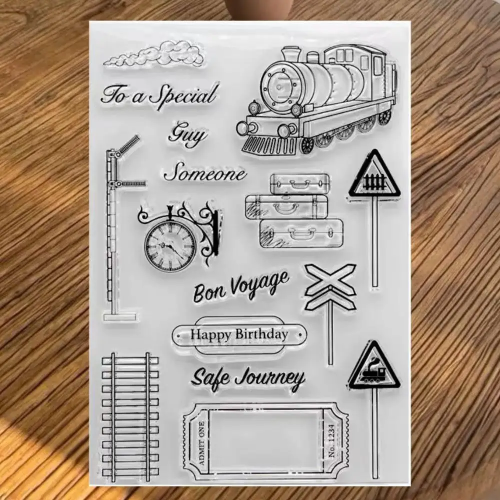 Happy Little Train Road signs Transparent Clear Silicone Stamps for DIY Scrapbooking/Card Making/Kids Fun Decoration Supplies