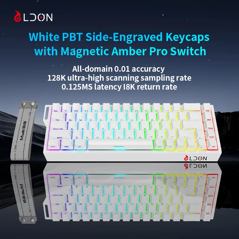 LDON Mide 68 8000Hz Magnetic Switch Gaming Keyboard, Wired USB RGB 68Keys Neon Light for PC E-sports