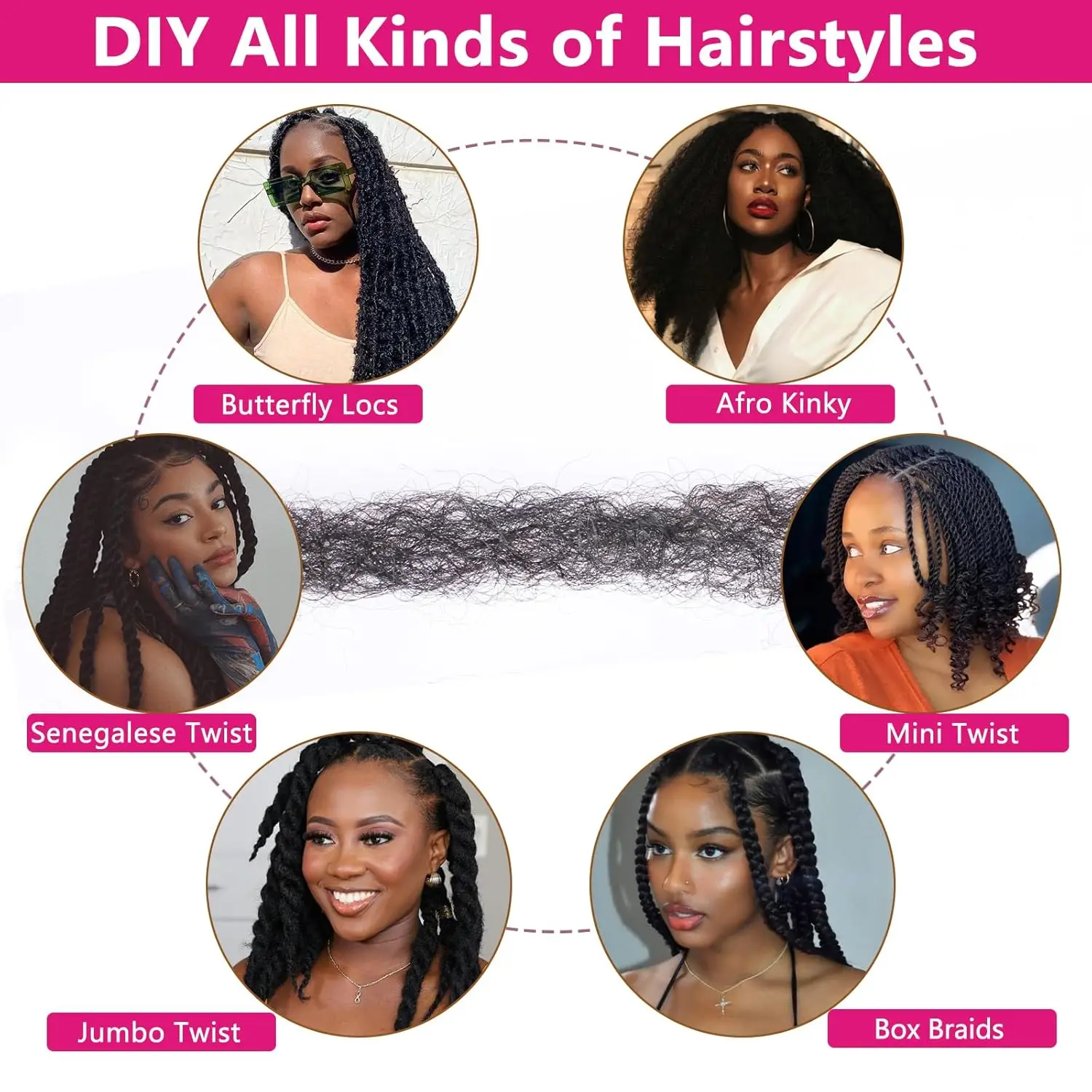 18인치 말리 트위스트 브레이딩 헤어 8팩 말리 헤어 크로셰 브레이드 옴브레 스프링 시 합성 아프로 킨키 트위스트 크로셰 헤어