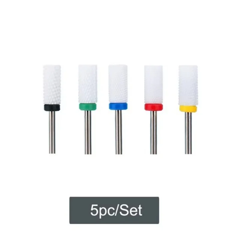 5 قطعة مسمار السيراميك لقمة ثقب مخروطي تلميح ل مانيكير الحفر الدورية آلة تلميع القاطع إزالة هلام الاكريليك الملحقات