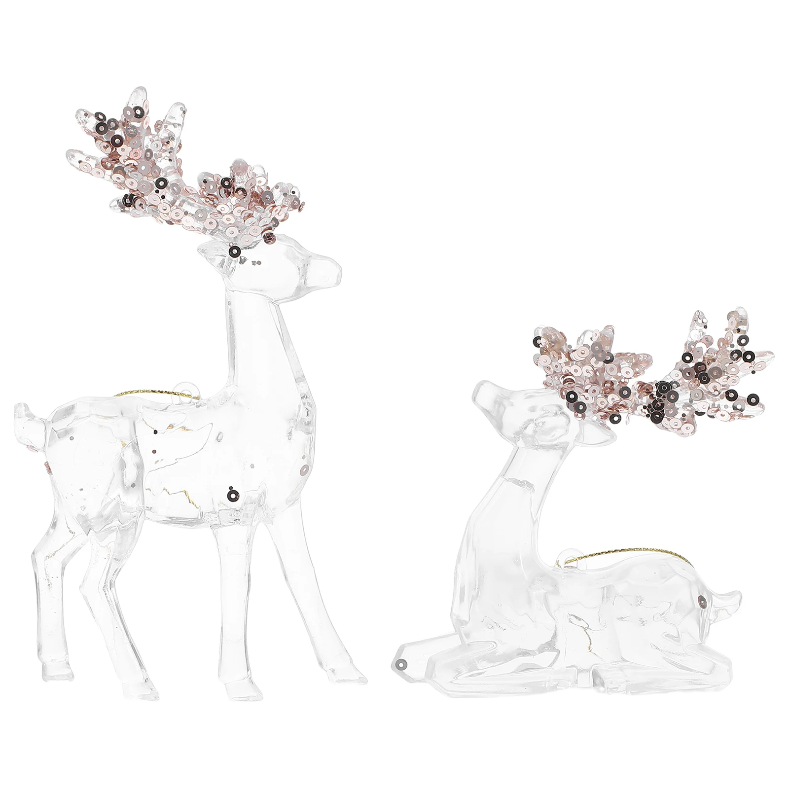 

2 Pcs Deer Hanging Decorations Christmas Reindeer Festive Ornaments Fireplace Tree Acrylic Holiday Pendant Gifts Clear Staute