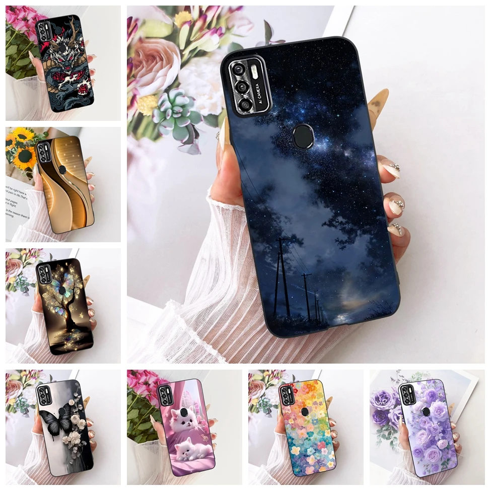 Funda para ZTE Blade A7s 2020, Funda de silicona A7020 con diseño de gato, Funda divertida pintada a la moda para ZTE Blade A7s 2020