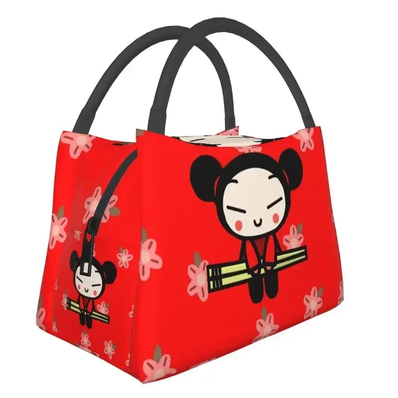 Anime Pucca Insulated Lunch Bag for Women Portable Cartoon Character Cooler Thermal Bento Box Beach Camping Travel