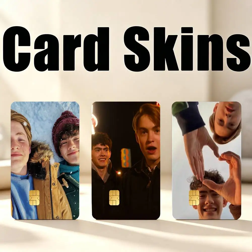 Heartstopper Nick and charlie 1Set 4Pcs Waterproof Card Skin Stickers for Credit Bus IC Cards