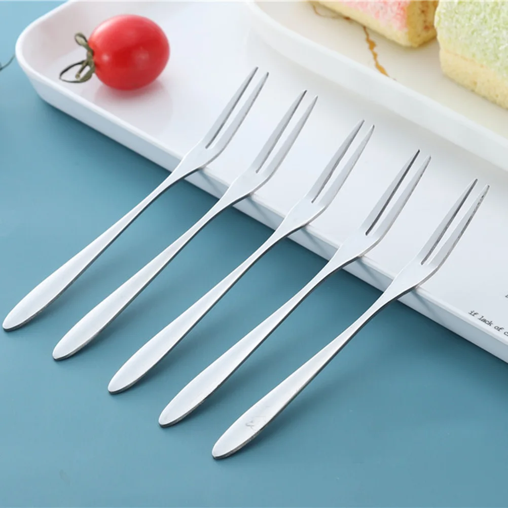 

5 Pcs Stainless Steel Fruit Fork Toddler Kids Baby Small Cake Forks Tableware Child
