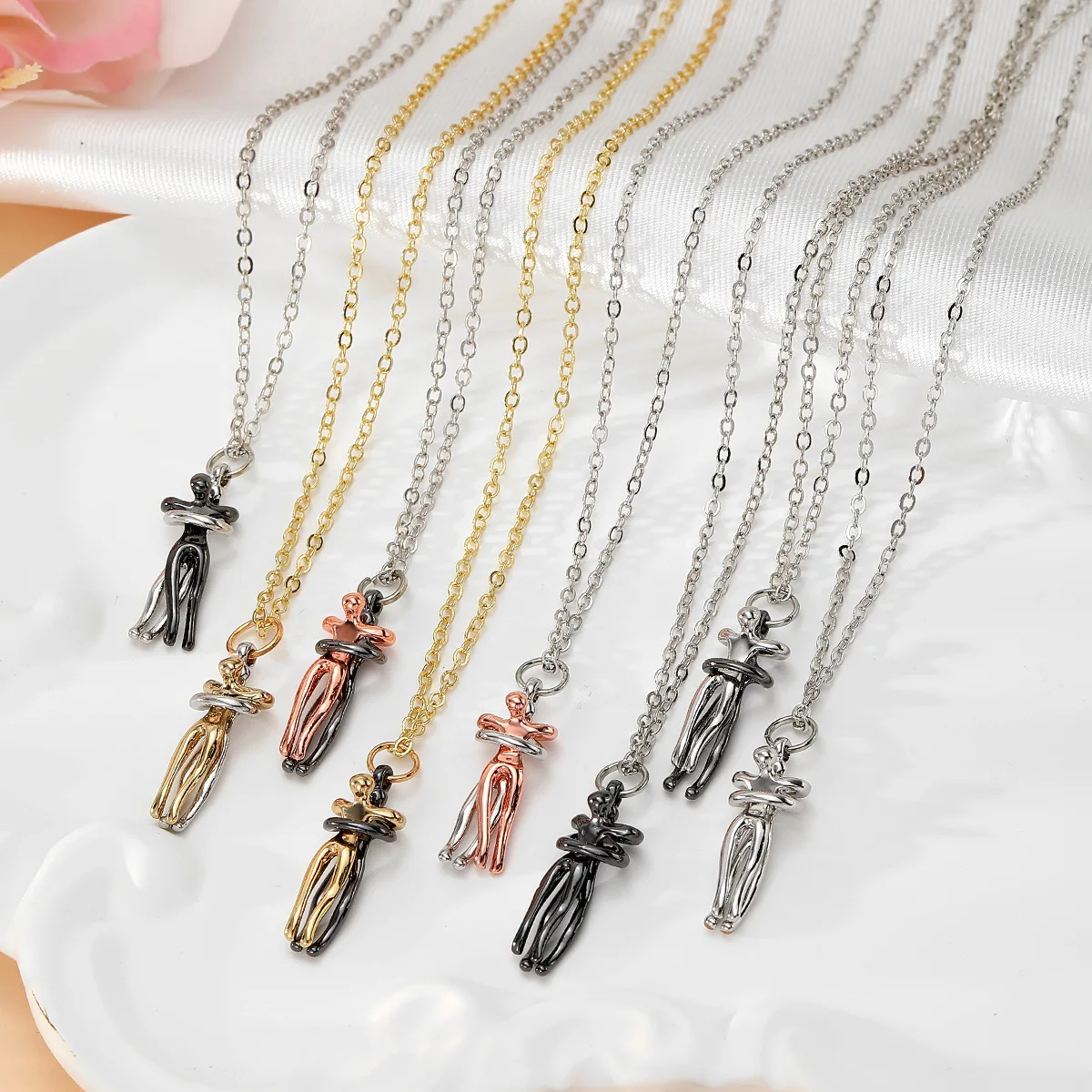 

Серебряное ожерелье с v-образным вырезом, обнимающее ожерелье для пары, модные подвески для женщин, ожерелье для пары, ювелирные изделия на День святого Валентина