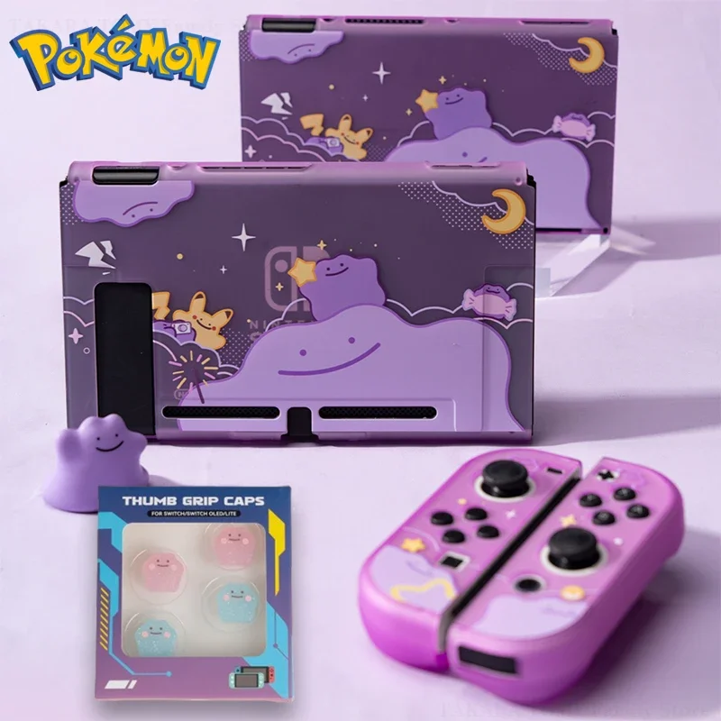 Funda de Pokémon Ditto para Nintendo Switch OLED NS, cubierta protectora, soporte de tarjeta de Anime, tapa de pulgar para Switch Ns Oled Lite,