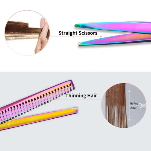 Imagen 2 del producto Tijeras para el cabello de 6,0 pulgadas, tijeras de corte profesionales, adelgazamiento, peluquería, peine, maquinillas de afeitar, juegos de salón, peluquero y hogar, triangulación de envíos