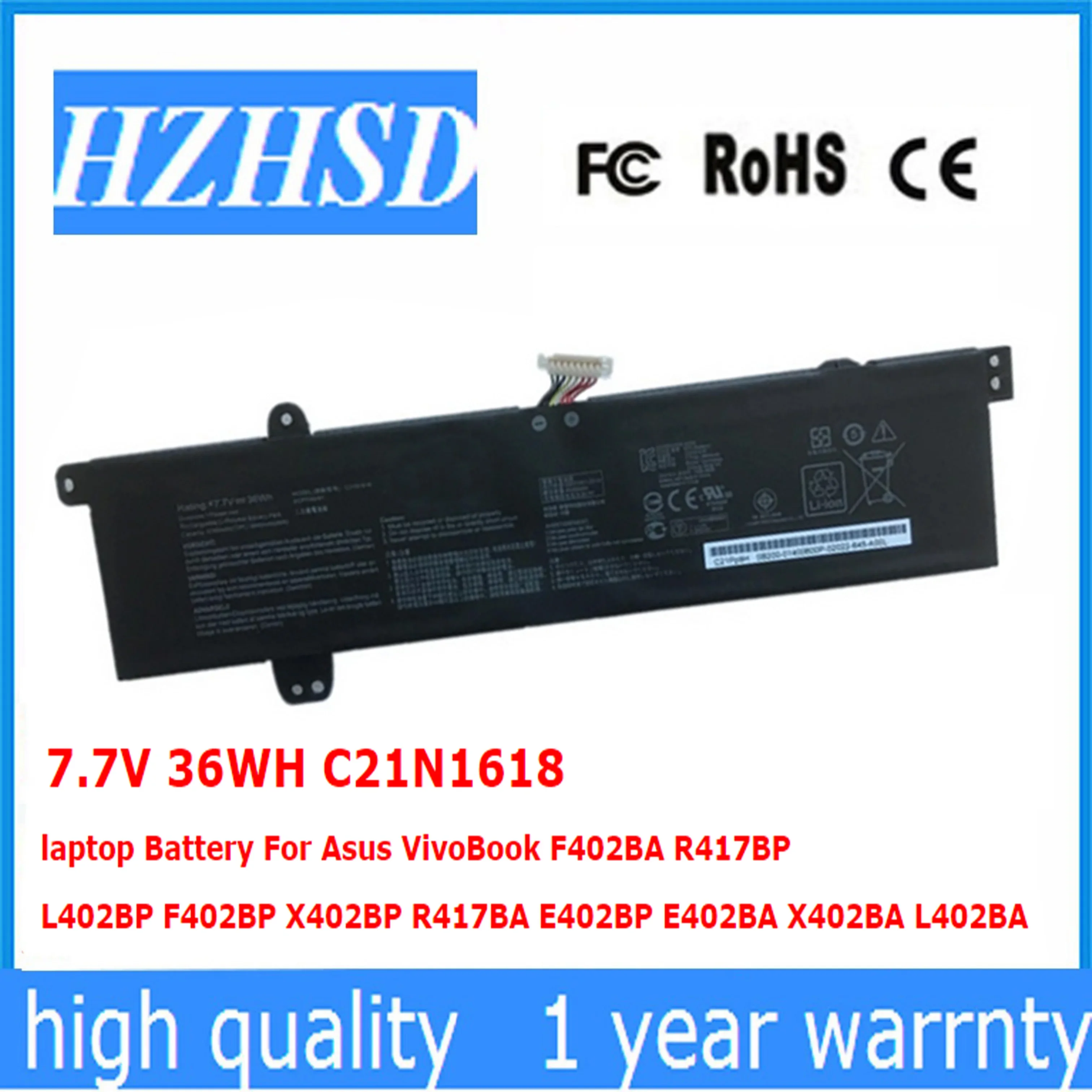 7.7V 36WH C21N1618 laptop Battery For Asus VivoBook F402BA R417BP L402BP F402BP X402BP R417BA E402BP E402BA X402BA L402BA