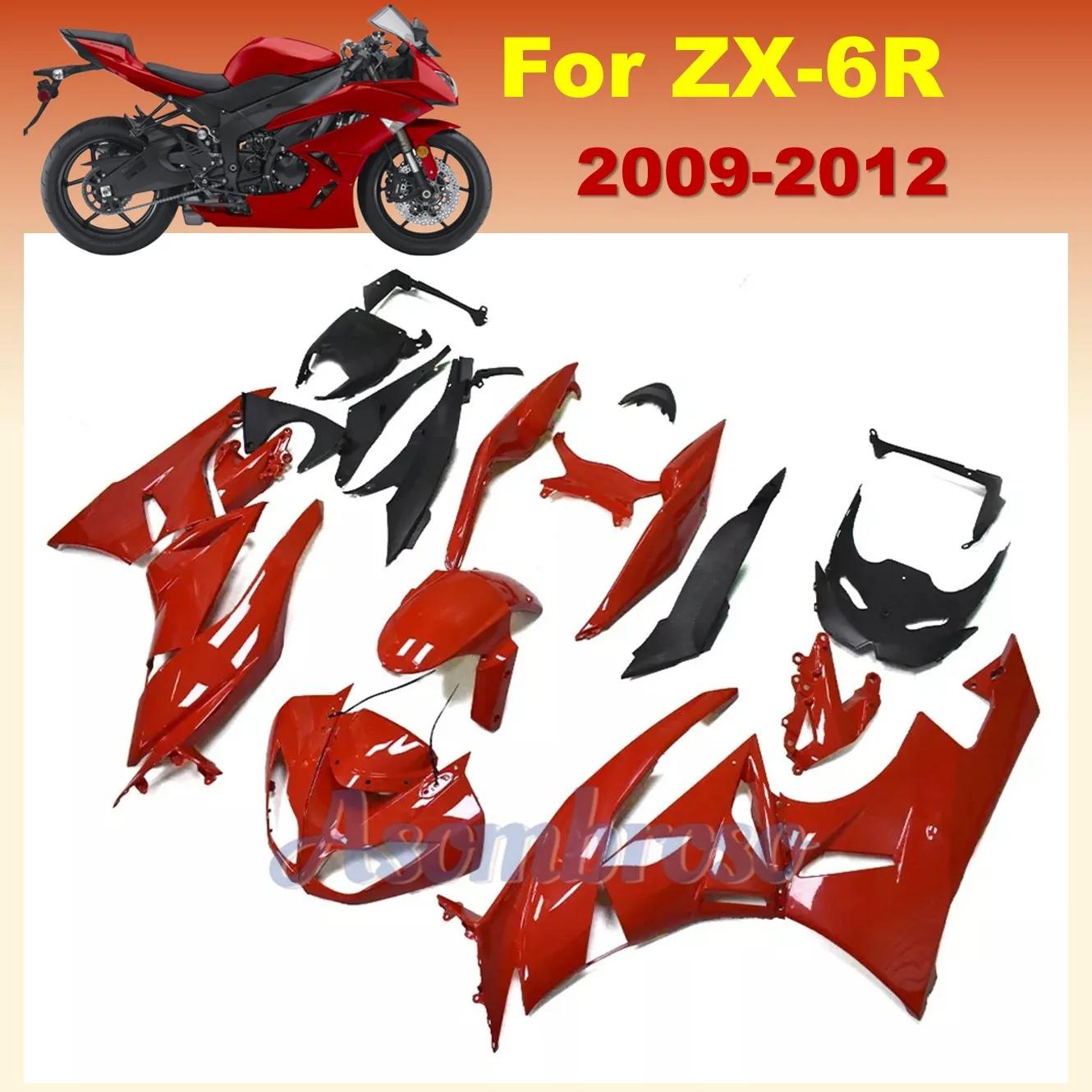 

Комплект обтекателя кузова из АБС-пластика для Ninja ZX6R 2009 2012 2011 2010 ZX 636 09-12 ZX-6R ZX 6R глянцевый красный пластиковый корпус мотоцикла