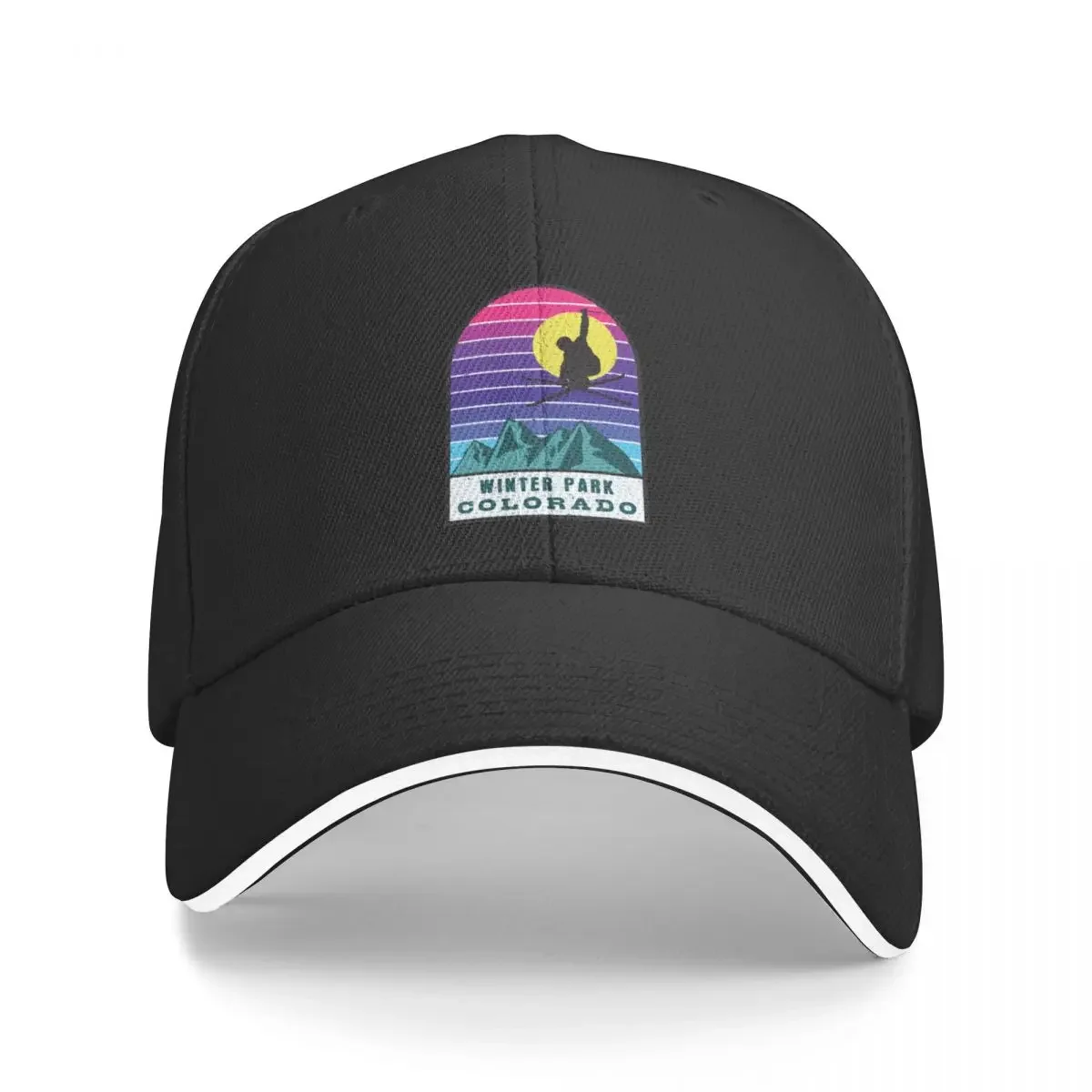 

Ski Winter Park Colorado Retro Sunset Baseball Cap Snap Back Hat Sunscreen Vintage Hood Men's Caps Women's