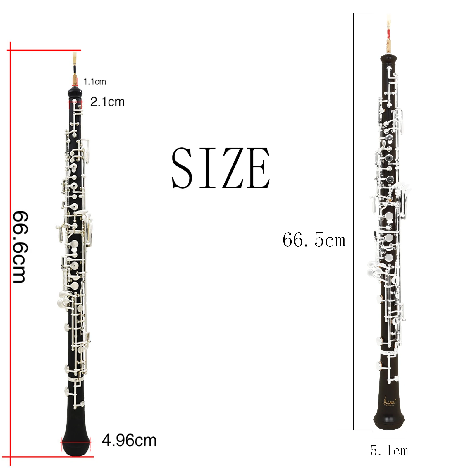 22 Keys Oboe Semi-Automatic Style C/Bb Key Oboe Black Cupronickel Silver-Plate Professional Wind Instrument with Gloves Case