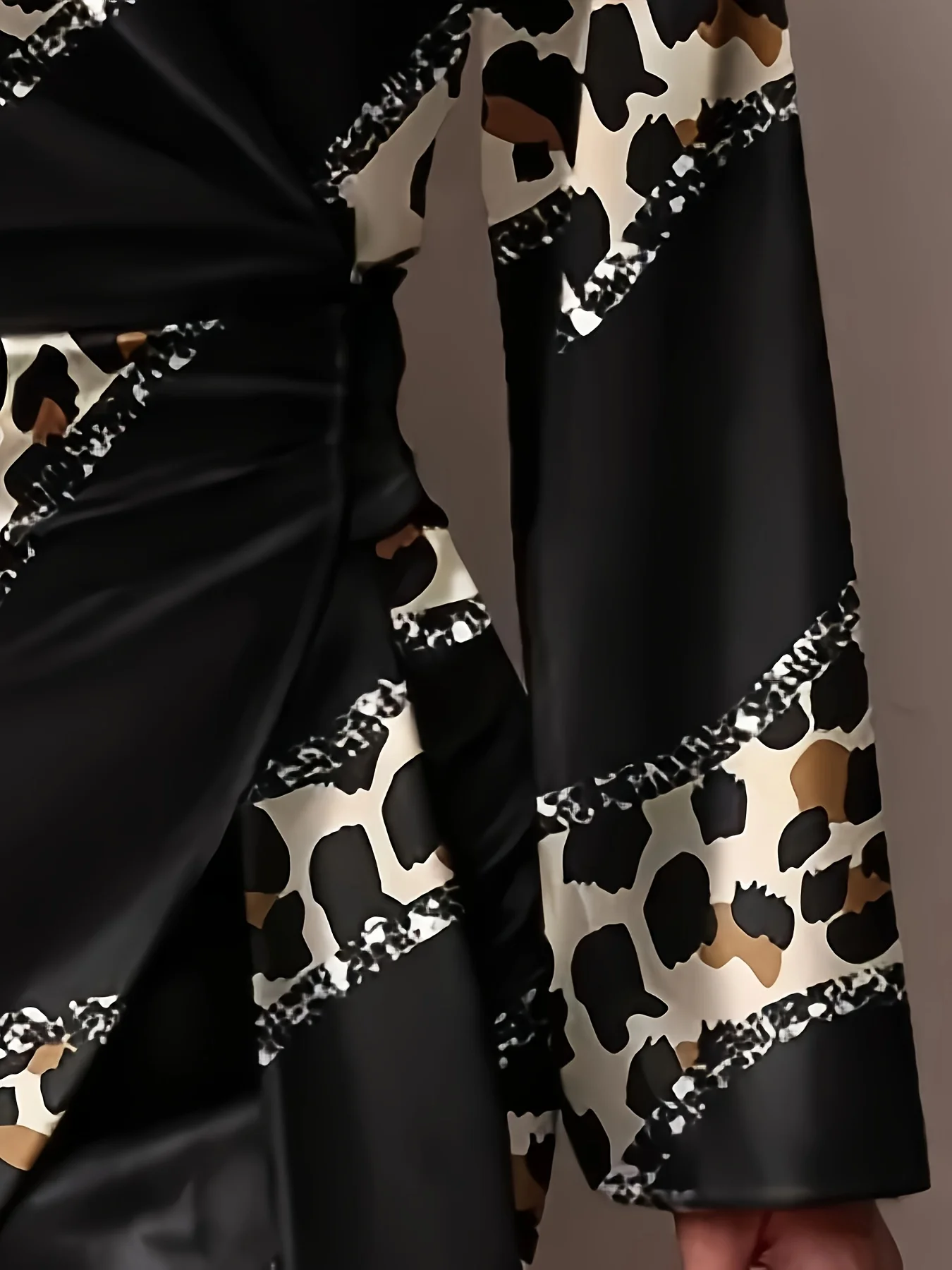 Vestido feminino leopardo envoltório – outono inverno bodycon midi com detalhes em corrente, pronto para festa e carnaval