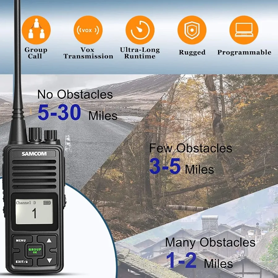 FPCN10A Two-Way Radios Long Range 3000mAh Rechargeable Long Standby Walkie Talkies for Adults Programmed Commercial Handheld UH