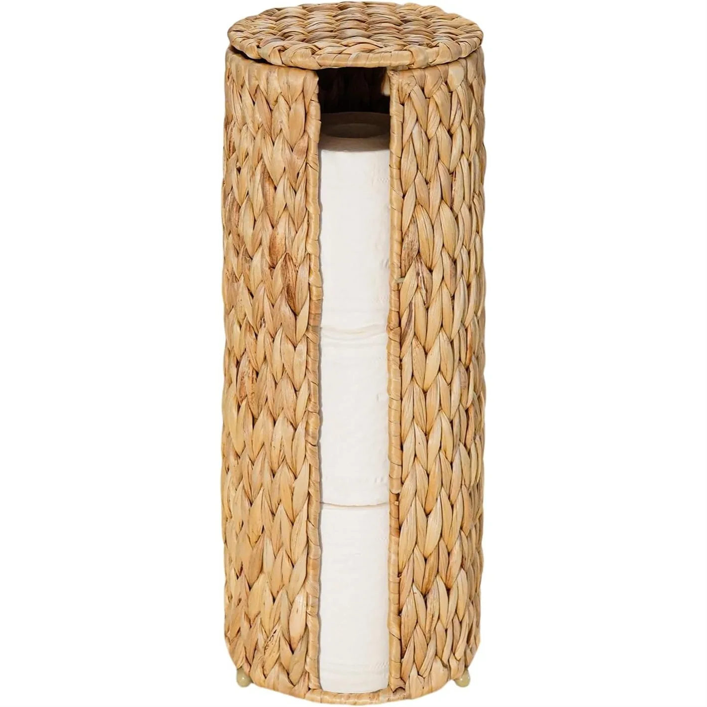 

Water Hyacinth Toilet Paper Holder Stand, Wicker 3 Roll Storage for Bathroom, Space-Saving and Dust-Proof