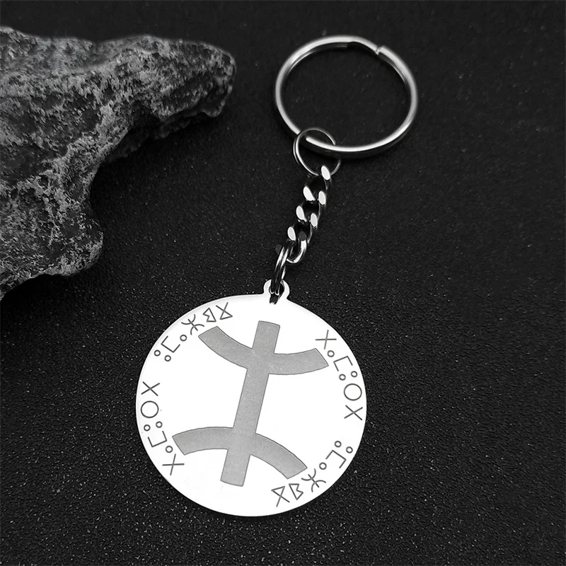 Afrikanische ethnische Amazigh Berber Symbol Medaille Schlüsselanhänger für Frauen Männer Edelstahl Gold Silber Farbe Schlüsselanhänger Schmuck Geschenk