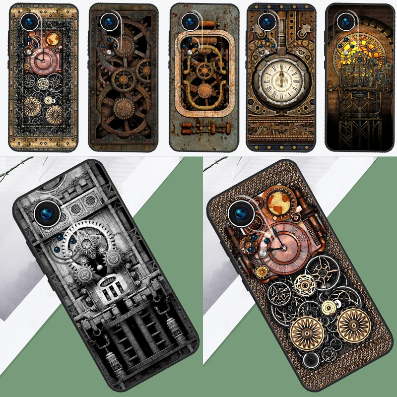 Steampunk Gears Vintage Time Machine Case For Huawei Honor X7 X8 X9 50 70 P20 P30 P40 Lite P50 Pro P Smart 2021 Nova 5T Coque