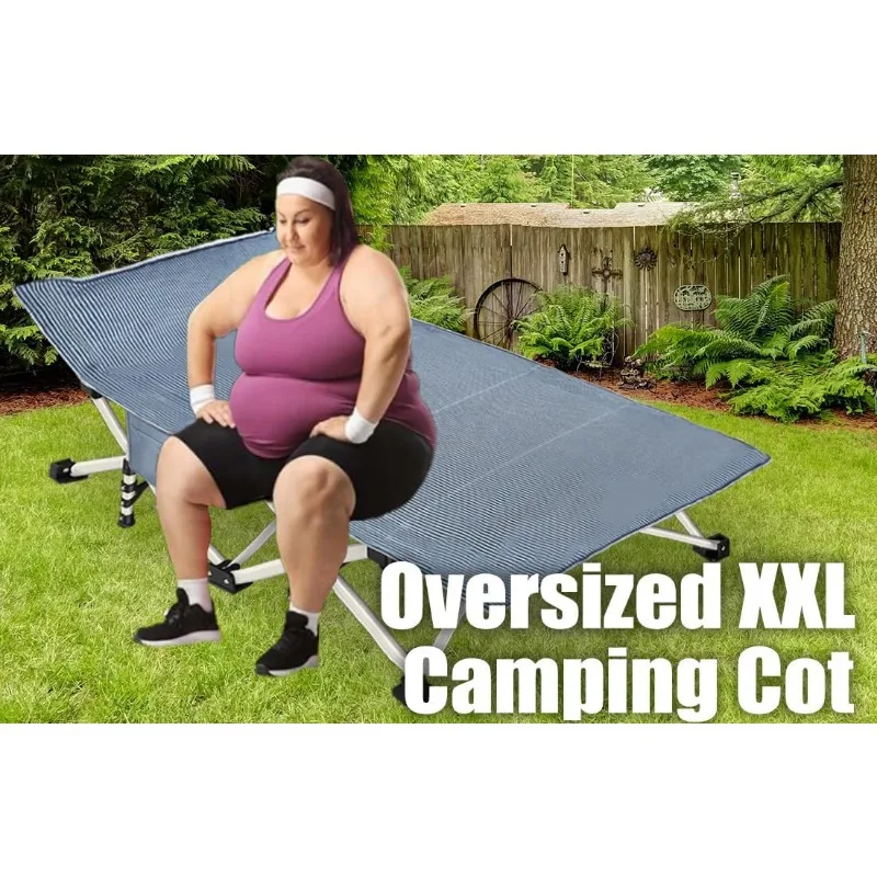 عبوتان من سرير التخييم مقاس XXL مقاس 79 بوصة طول × 32 بوصة عرض × 18 بوصة ارتفاع مع مرتبة سرير نوم مريح للبالغين مع حقيبة حمل