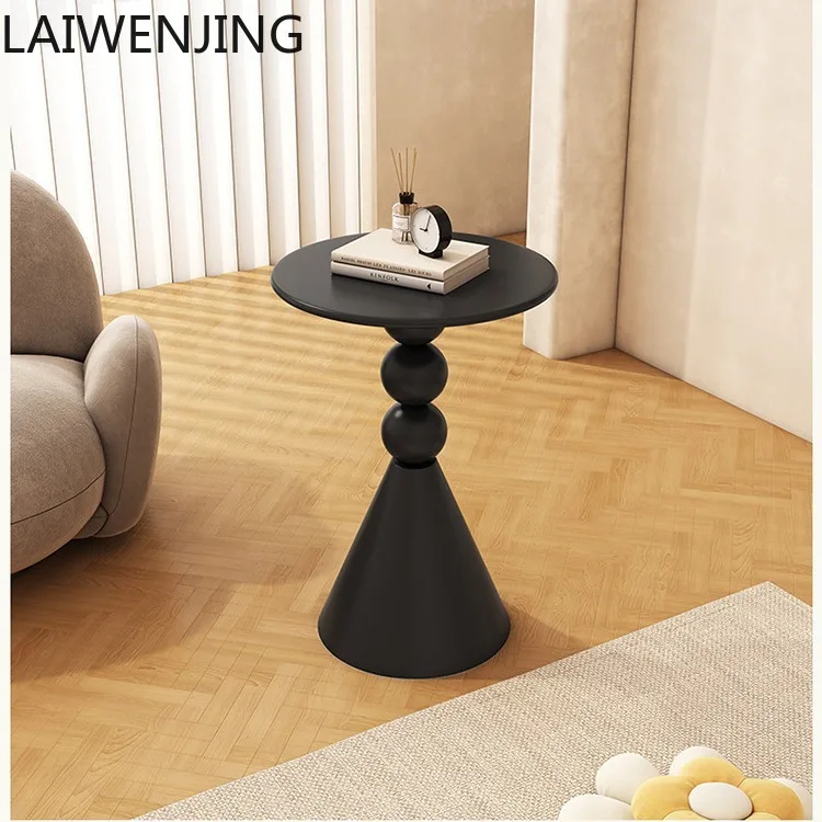 

HLZ Living Room Iron Side Table Small Apartment Cream Style Living Room Round Creative Coffee Table