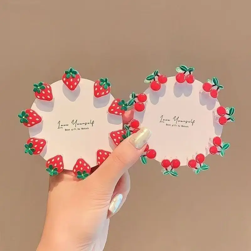 Creative Small Hairclaw Hair Crabs for Girls Cute Cherry Strawberry Shaped Hairclips Kids Hair Accessories Hair Pins and Clips