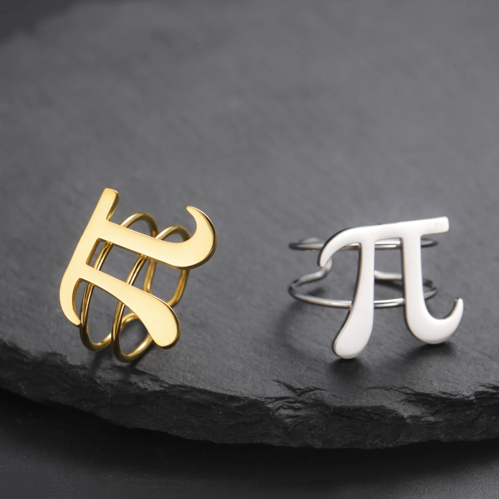 

Stainless steel Greek letter shape open ring adjustable women's fashion ring party gift