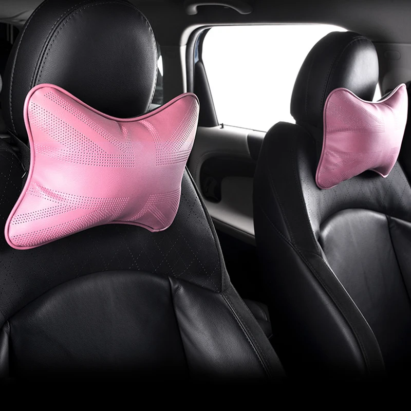 1PC Car Neck Rest Headrest Safety Pillow Memory Cotton Cushion Leather Seat Support Styling Accessories for mini cooper 2024