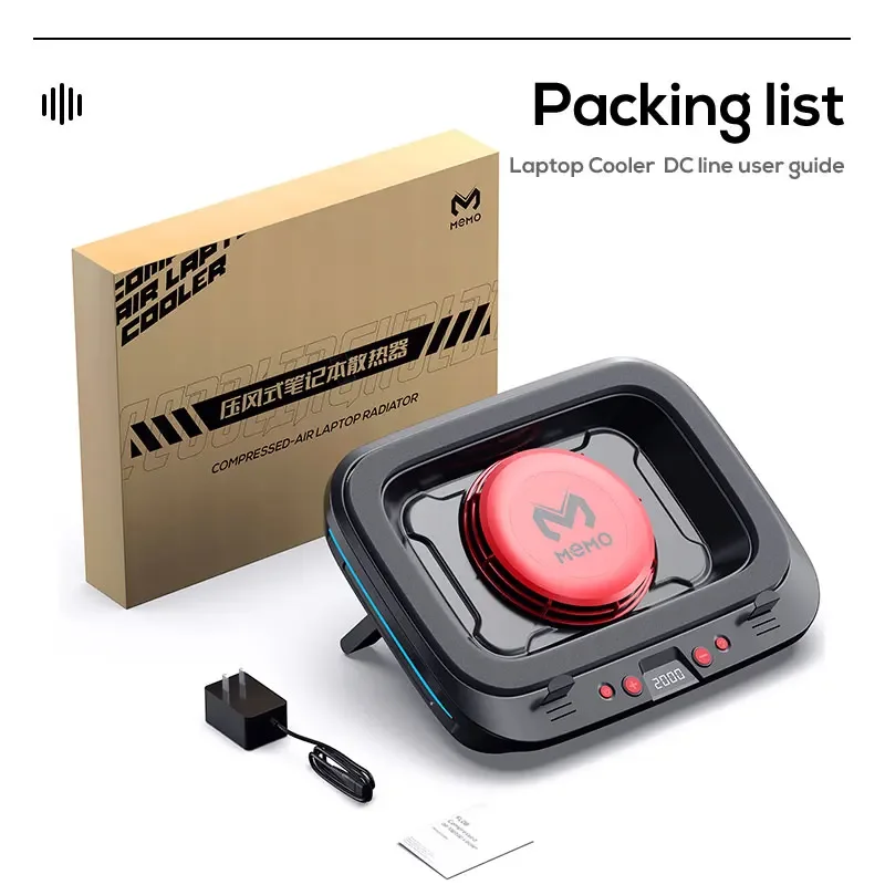 MEMO FL08 Strong Wind Cooling Powerful Fan Pressure Game Laptop Radiator Stand Base Bracket Pad
