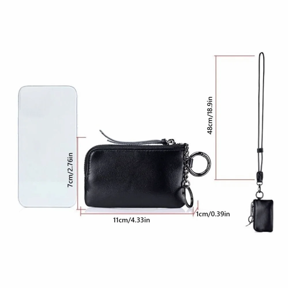 1Pc Hanging Neck Coin Purse, Compact Storage Of Change Card Bag, With Keychain Soft Leather Mini Coin Purse