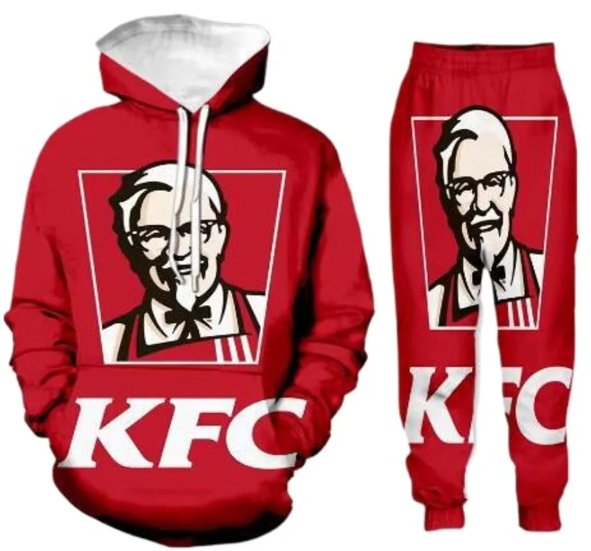 

New Men/Womens KFC Funny 3D Print Fashion Tracksuits Crewneck Hoodie Joggers Pants + Hoodies