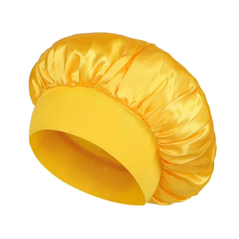 Kinder Mädchen Jungen Satin Nacht Schlaf Kappe Breites Band Elastische Turban Motorhaube Haarpflege Beanie Schlummertrunk Schal Bandana Kopfbedeckung Kinder – Detail 7