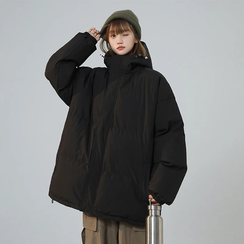 Women's Winter Jackets Vintage Hooded Pockets Cotton Padded Coats Fashion Warm Thick Black Parkas Female Outerwear Casual Tops