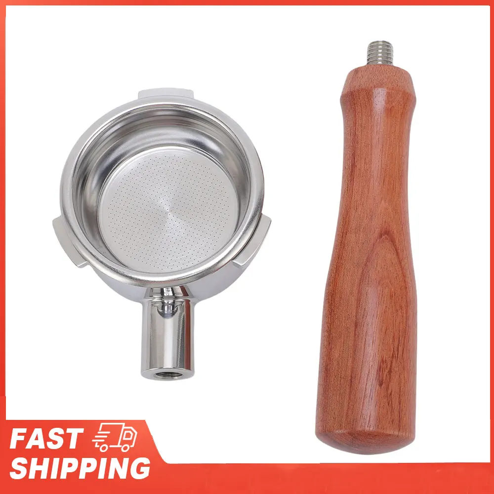 

58mm Bottomless Portafilter Fit for Petrus Stainless Steel Universal 3 Ears Portafilter with Wooden Handle Filter Basket Tools