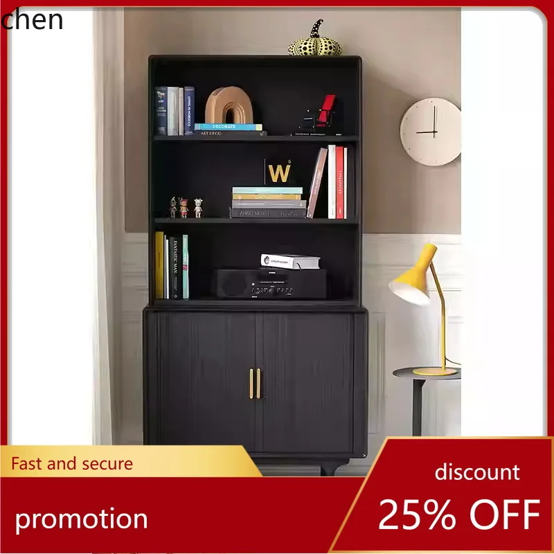 

HT Vintage Industrial Style Solid Wood Oak Organ Door Bookcase Display Cabinet Open Shelf Storage Cabinet