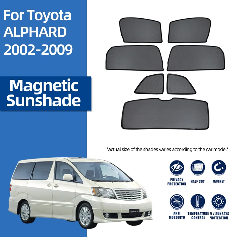 

For Toyota Alphard AH10 2002-2008 Magnetic Car Sunshade Shield Front Windshield Curtain Rear Side Baby Window Sun Shade Visor