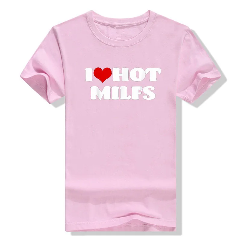 I Love Hot MILFS-Camiseta con letras estampadas, camiseta con corazones, ropa estética para mamás, Tops informales, regalos para mamás