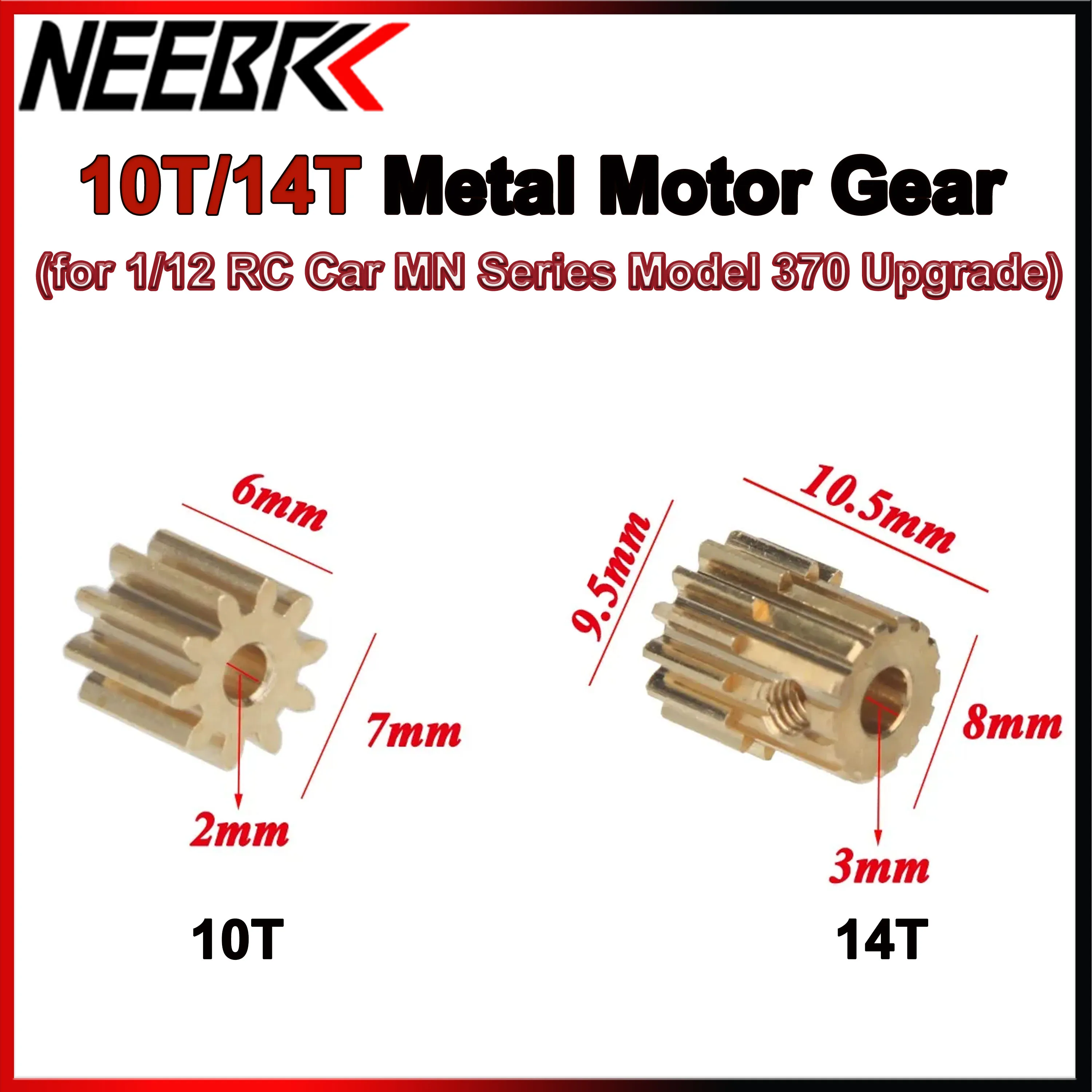 Metal Gear 10T 14T Copper Motor Pinion M0.6 for RC Car Crawler MN Model MN82 MN78 MN99S MN168 MN86 MN128 Motor Parts Accessories