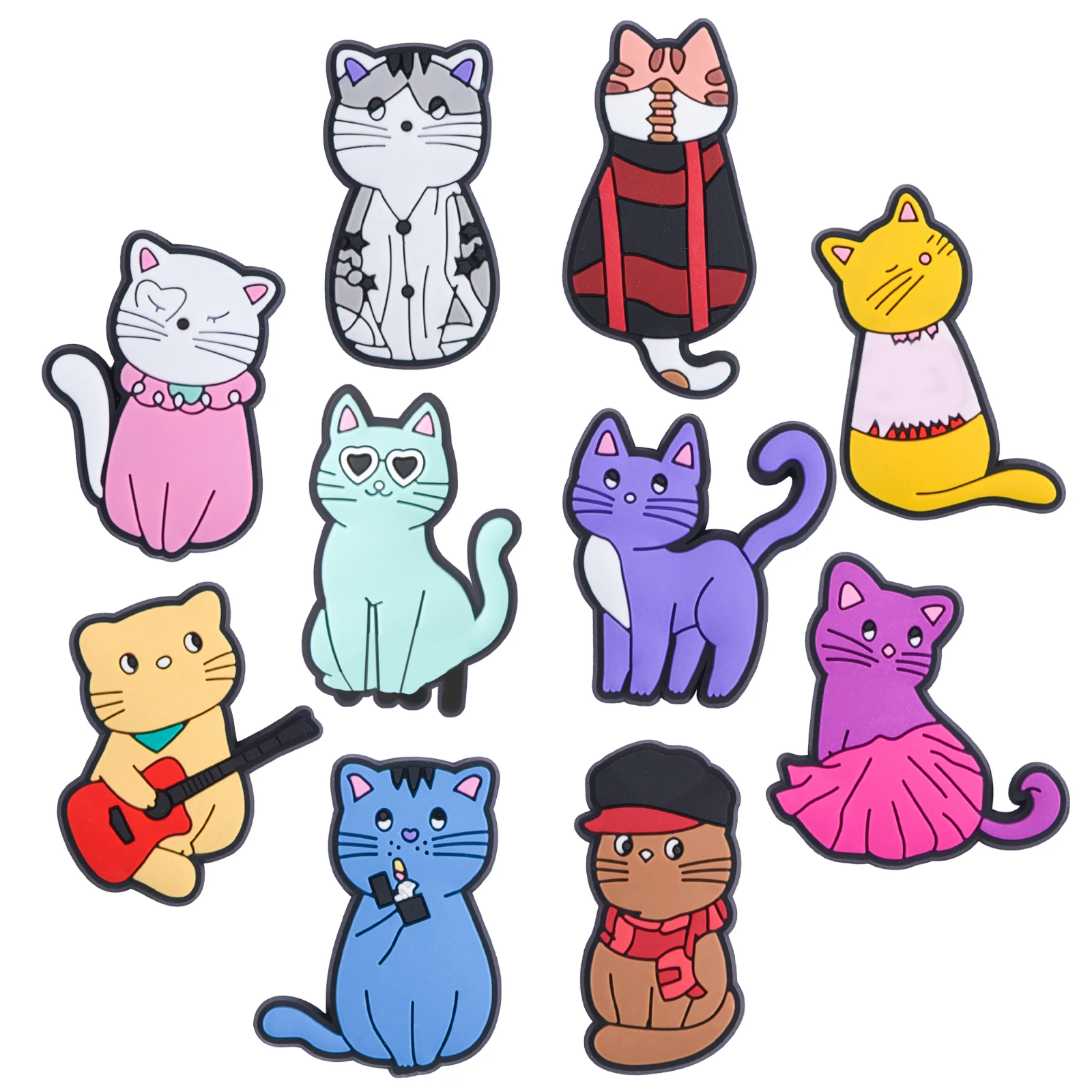 1-10pcs Famous Singer Family Pets Shoe Charms Lovely Cats Shoe Decoration Cartoon Colorful Clog Charms Adults Kids Gifts