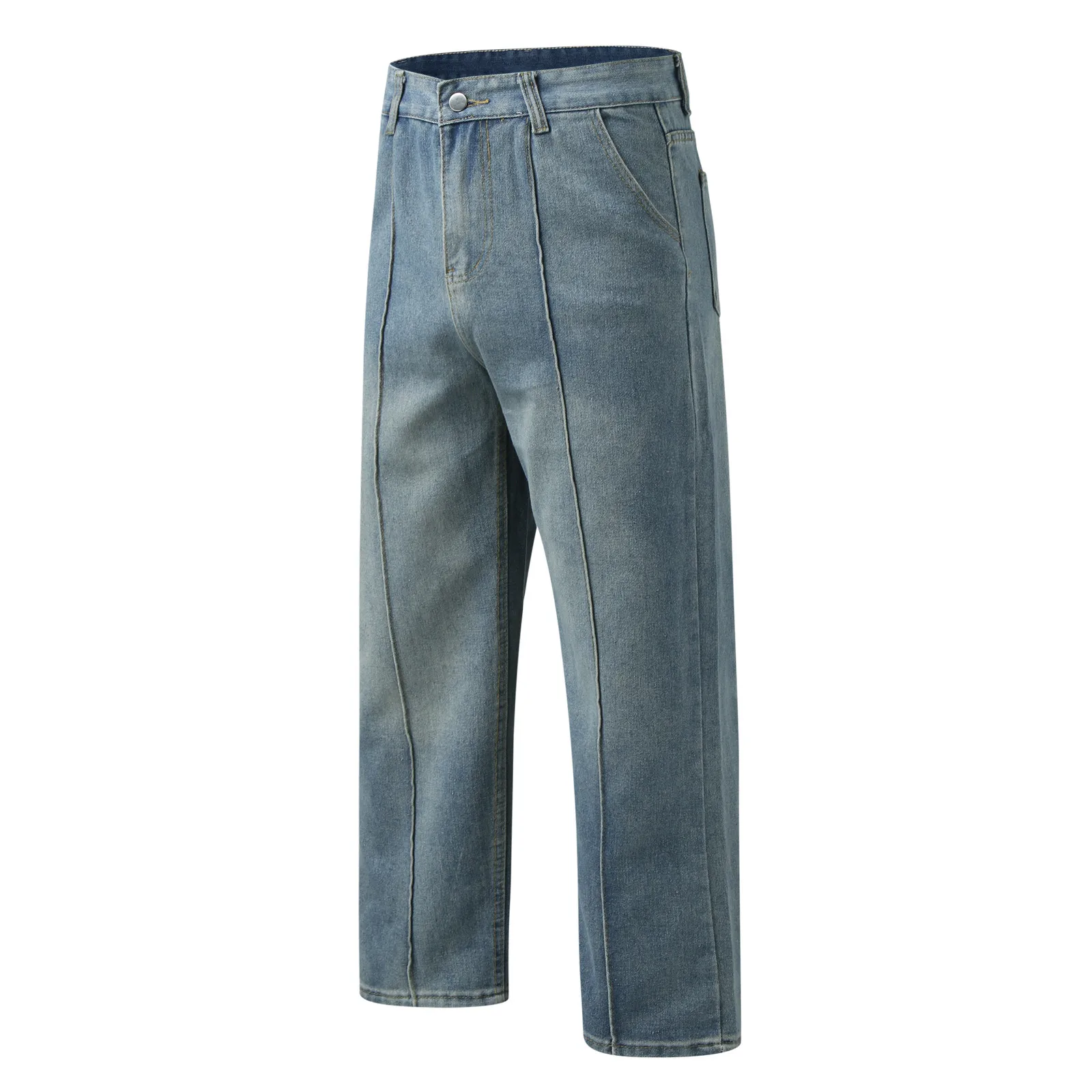 Mens Y2k Jeans Vintage Denim Baggy Straight Trousers Loose Korean Style Streetwear Pants Spring Autumn Oversize Harajuku Bottoms