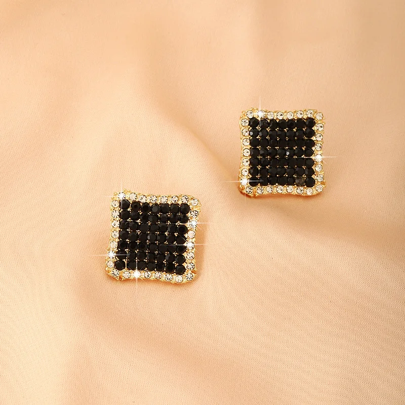 Minimalist Square Stud Earrings for Women/Men Micro Paved CZ Stone Fashion Versatile Couple Earrings Trend Jewelry