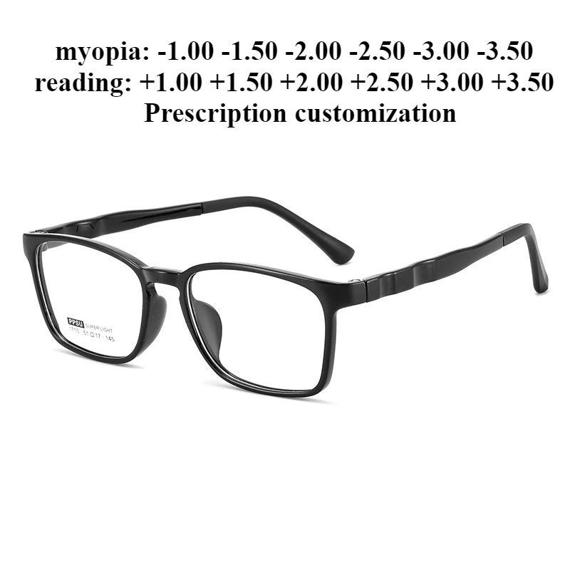 

51-17 Новые сверхлегкие прямоугольные очки, мужские модные оптические очки для близорукости, индивидуальные очки для чтения с защитой от синего света