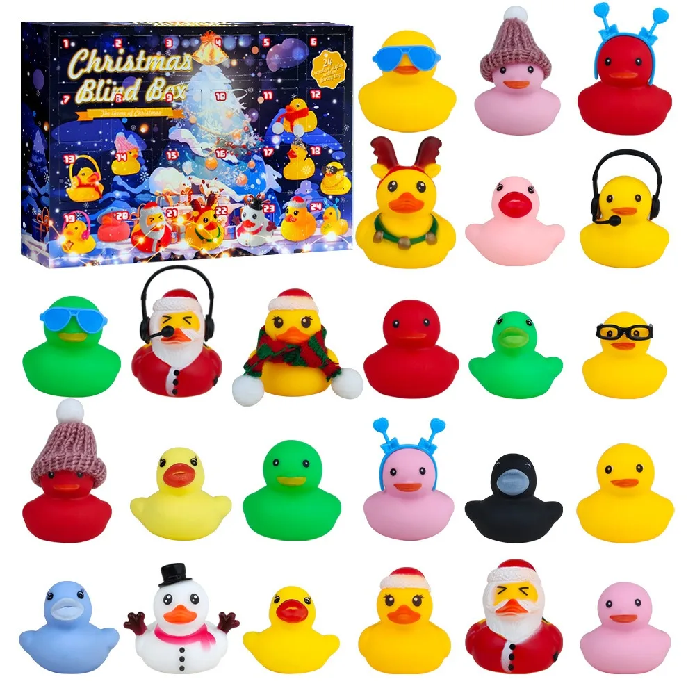 Cute Rubber Duck Advent Calendar Christmas Gift 24 Days Ducks Toy Christmas Blind Box Decoration Props Countdown Calenda Toy