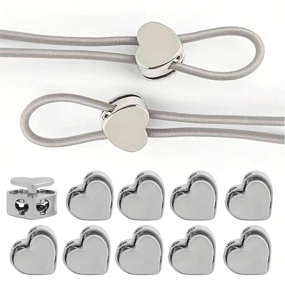 Herzförmiger Kordelstopper aus Metall, dekorativer Kordelzugverschluss für Kleidung, Ledertaschen, DIY-Bastelarbeiten, Verzierung – Detail 4