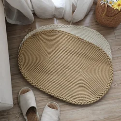 Simple Style 100% Jute Mat Rug Doormat Handmade Carpet Floor Mat Non-slip Eco-friendly Rug Cushion Home Decoration 65*45cm