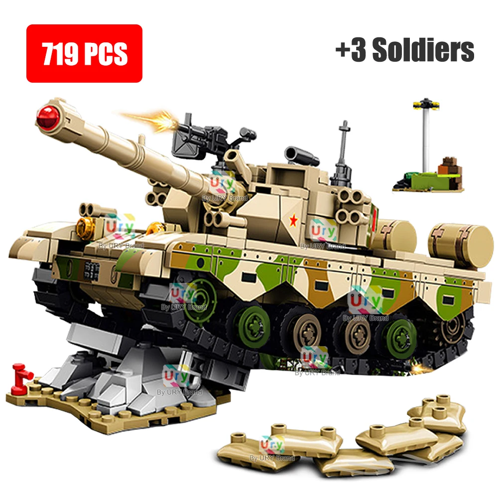 

Military WW2 ZTZ-96B Main Battle Tank Leopard 2A6 Army Vehicle Weapon Soldier Model Bricks Building Block Toy for Gift Boys Kids