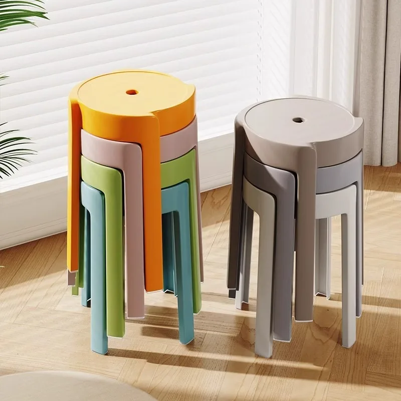 

Household Plastic Thickened Stackable Windmill Round Small Bench Low Stool Living Room Dining Table Simple