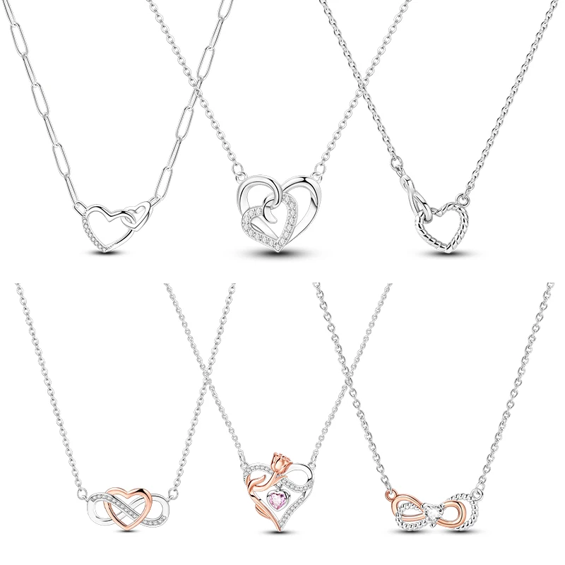 Hot Sales 925 Sterling Silver Luxury Zirconia Heart-Shaped Necklace For Women Men Fashion Wedding Engagement Jewelry Gift