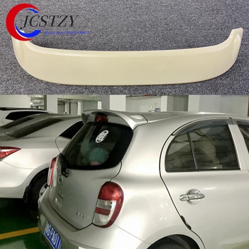 For Nissan March Spoiler High Quality ABS Material Car Rear Wing unpaint Color Rear Spoiler For Nissan March Spoiler B 2012-2015