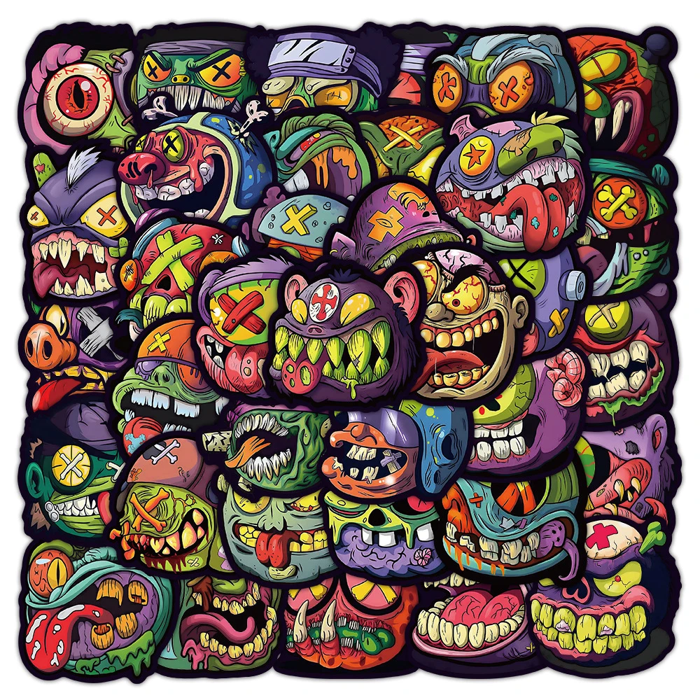 

10/30/50 шт., водонепроницаемые наклейки с рисунком ужасов, монстра, сделай сам, дорожный багаж, мотоцикл, ноутбук, телефон, автомобиль, крутая наклейка для скрапбукинга