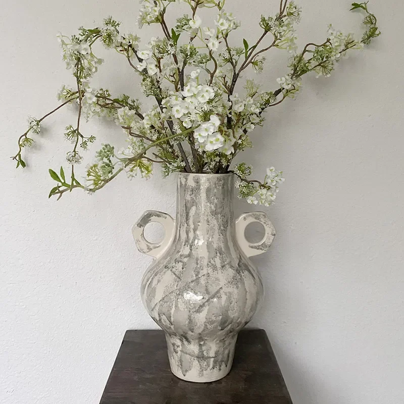 for Medieval Abstract Texture Ceramic Vase Ornament Living Room Study Ceramic Jar Hydroponic Home Flower Device